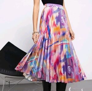 Pleated Silky Midi Skirt